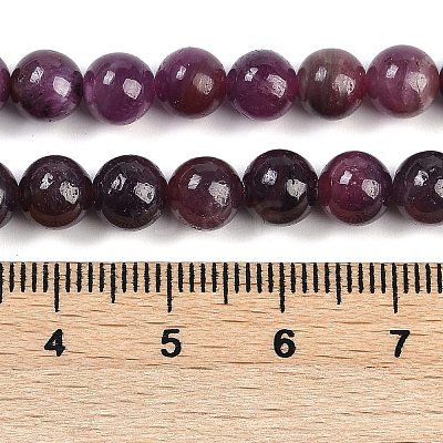 Natural Gemstone Ruby Round Beads Strands G-O017-6.5mm-06-1