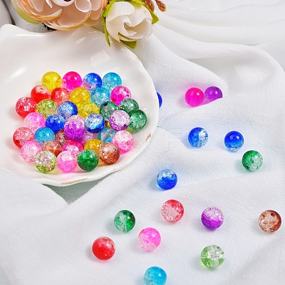 150Pcs 10 Colors Baking Paint Crackle Glass Bead Strands CCG-SZ0001-03-1