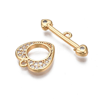 Brass Micro Pave Clear Cubic Zirconia Toggle Clasps X-KK-Q278-005-NF-1