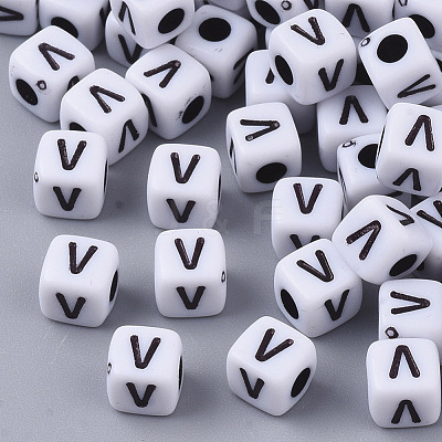 White Opaque Acrylic Beads MACR-R869-02V-1