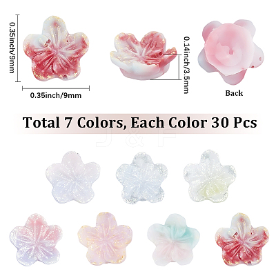 210Pcs 7 Colors Luminous Opaque Resin Cabochons FIND-SC0022-13-1