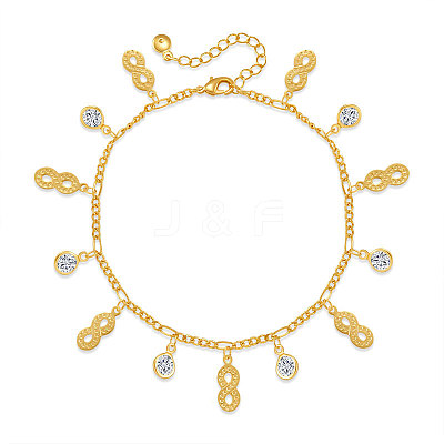 Brass Crystal Rhinestone Infinity Charm Anklets for Women FS-WG122D3-01-1