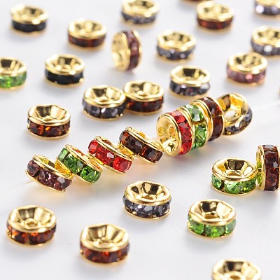 Brass Grade A Rhinestone Spacer Beads RSB036NFG-1