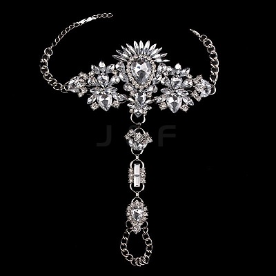 Fashion Alloy & Acrylic Rhinestone Flower Toe Ring Anklets for Beach Party WGAEED0-01-1