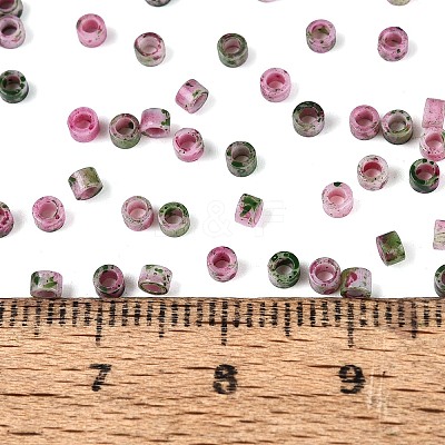 Opaque Picasso Cylinder Glass Beads SEED-Q039-06A-08-1