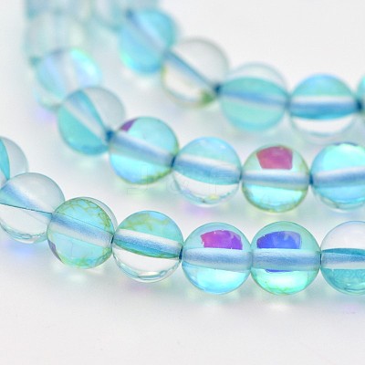 Round Synthetic Moonstone Beads Strands G-M210-6mm-10-1