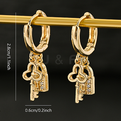 Brass Key with Lock Hoop Earrings SX3628-1