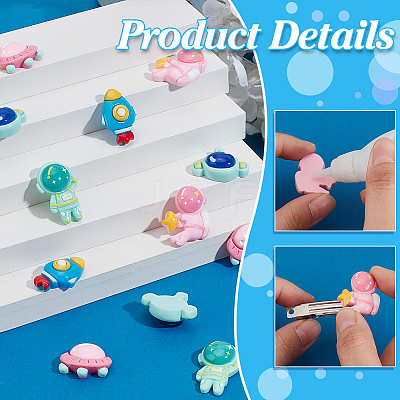 50Pcs 5 Styles Space Theme Opaque Resin Decoden Cabochons RESI-PH0002-20-1