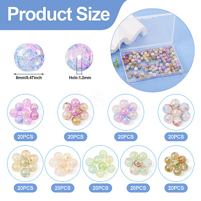 180Pcs 9 Colors Baking Paint Crackle Glass Beads DGLA-TA0001-06-1