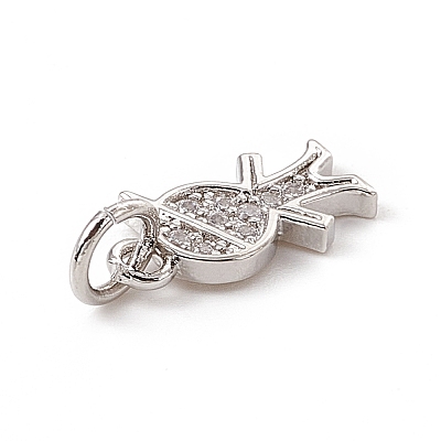 Brass Micro Pave Clear Cubic Zirconia Boy Charms ZIRC-F132-53P-1