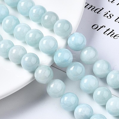 Natural Dyed Yellow Jade Gemstone Bead Strands X-G-R271-12mm-Y04-1