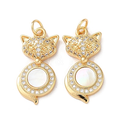 Brass Micro Pave Clear Cubic Zirconia Pendants KK-B083-34C-G-1