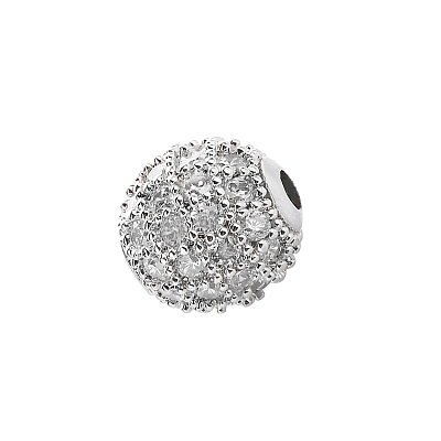 CZ Brass Micro Pave Grade AAA Clear Color Cubic Zirconia Round Beads KK-O065-6mm-05P-NR-1