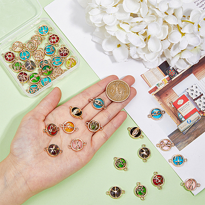 38pcs 19 styles Glass Connector Charms GLAA-DC0001-26-1
