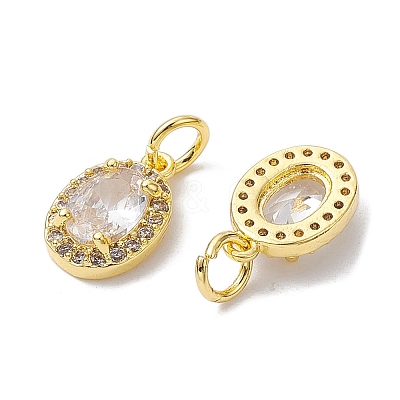Brass Micro Pave Clear Cubic Zirconia Charms KK-K360-17G-1