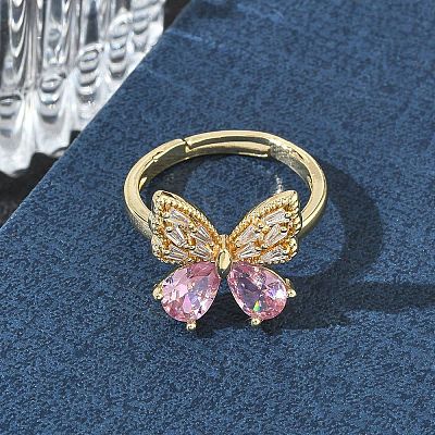 Brass & Cubic Zirconia Finger Rings CU-CBA7E55-10G-1