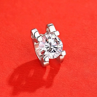 Anti-Tarnish Rhodium Plated 925 Sterling Silver Pave Crystal Moissanite Rhinestone Oval Pendant STER-U003-07P-1