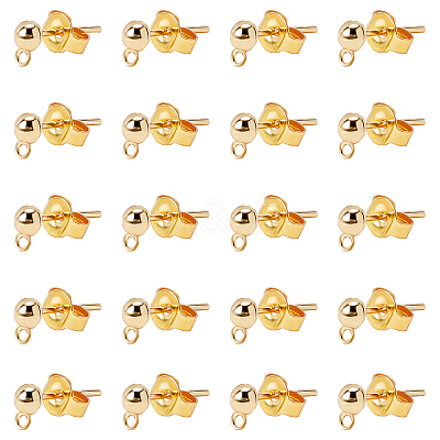 30Pcs Brass Stud Earring Findings and 30Pcs Earring Backs Sets KK-AR0001-91G-NR-1