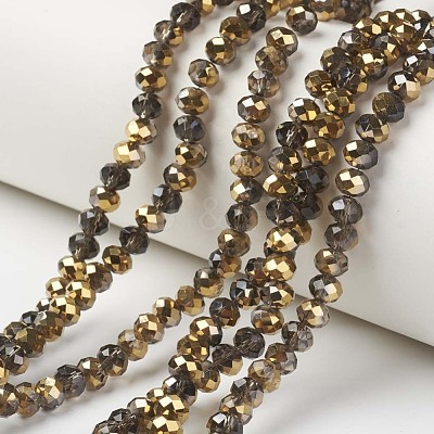 Electroplate Transparent Glass Beads Strands EGLA-A034-T8mm-O14-1