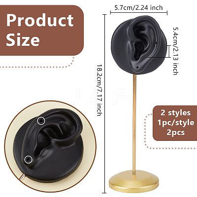 2Pcs 2 Styles Resin Ear Shaped Earring Display Riser Stands ODIS-OC0001-84A-1