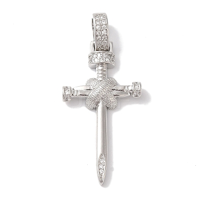 Rack Plating Brass & Cubic Zirconia Pendants KK-L216-054P-01-1