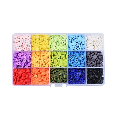 15 Colors Handmade Polymer Clay Beads CLAY-X0011-02B-1