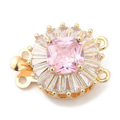 Brass Micro Pave Clear Cubic Zirconia Box Clasps KK-E052-01A-G02-1