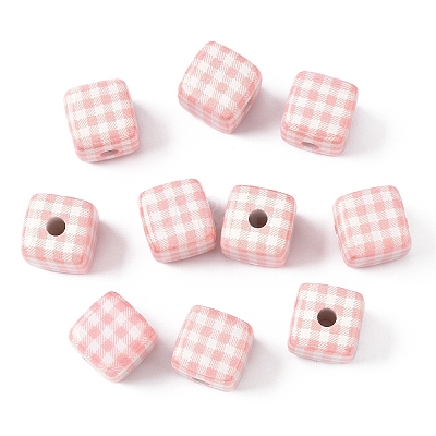 10Pcs Printed Opaque Acrylic Beads MACR-YW0004-19B-1