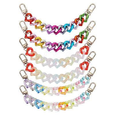 6Pcs 3 Styles Heart Acrylic Boot Strap Chains FIND-GO00002-1