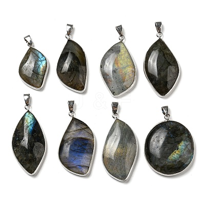 Natural Labradorite Pendants KK-C034-05P-1