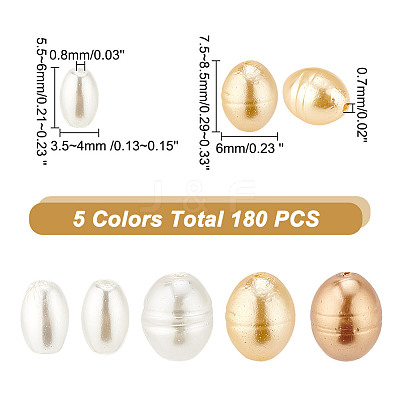 180Pcs 5 Style Glass Imitation Pearl Beads GLAA-AR0001-64-1