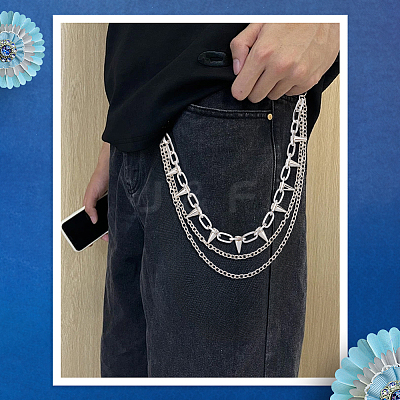 1Pc Aluminum & Alloy Spike Rivets 3 Layer Trousers Chains AJEW-SC0031-17-1