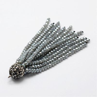 Electroplate Glass Bead Tassel Big Pendants EGLA-P023-14-1