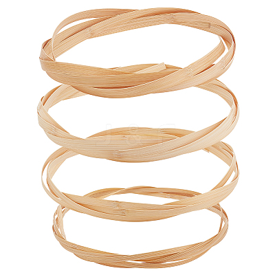 4Pc 4 Styles Flat Natural Bamboo Wicker Strips WOOD-FG0001-38A-1