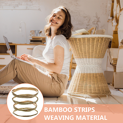 4Pc 4 Styles Flat Natural Bamboo Wicker Strips WOOD-FG0001-38B-1
