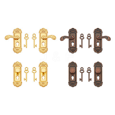 8 Sets 6 Styles Miniature Alloy Door Lock & Key AJEW-GO0001-73-1