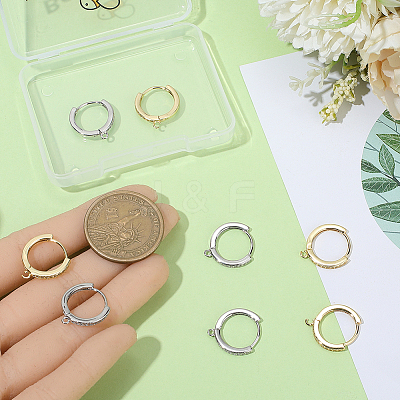 6 Pairs 2 Colors Rack Plating Brass Micro Pave Cubic Zirconia Hoop Earrings Findings KK-BBC0021-75-1