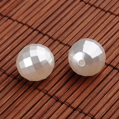 Faceted Round Acrylic Imitation Pearl Beads OACR-O002-2681-1