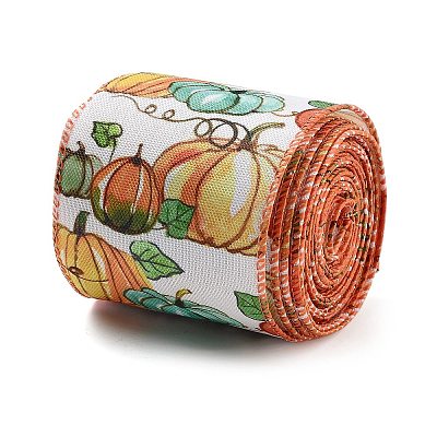 5 Yards Thanksgiving Day Printed Polyester Wired Ribbon OCOR-K009-01A-1