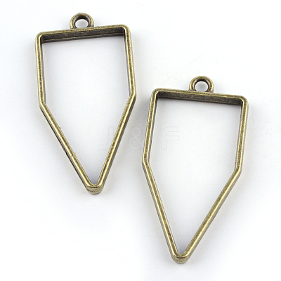 Rack Plating Alloy Polygon Open Back Bezel Pendants X-PALLOY-S047-10F-FF-1