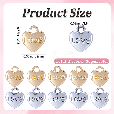 60Pcs 2 Colors Valentine's Day Rack Plating Alloy Pendants FIND-SC0022-81-1
