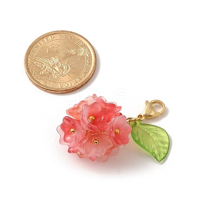 Flower Glass Pendant Decoration HJEW-TA00286-02-1