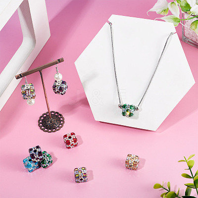 6Pcs 6 Colors Handmade Polymer Clay Rhinestone Beads RB-TA0001-31-1