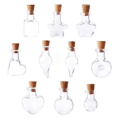 10Pcs 10 Styles Mini High Borosilicate Glass Bottle Bead Containers BOTT-TA0001-01-1