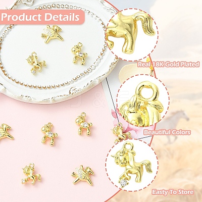 9Pcs 3 Styles Brass Micro Pave Clear Cubic Zirconia Charms KK-YW0004-65-1