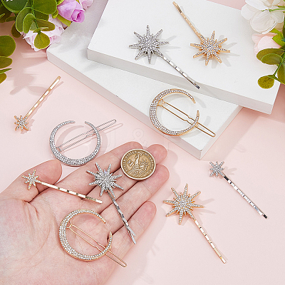 12Pcs 6 Styles Iron Rhinestone Hair Clips PHAR-HS0001-02-1