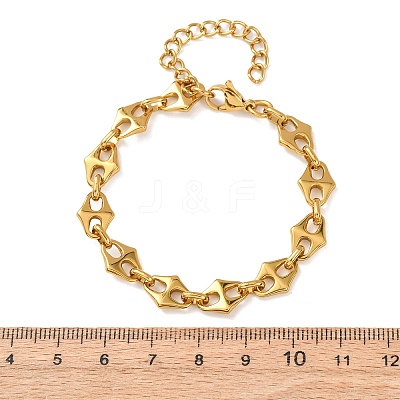 304 Stainless Steel Rhombus Link Chain Bracelets for Women BJEW-F536-09G-1