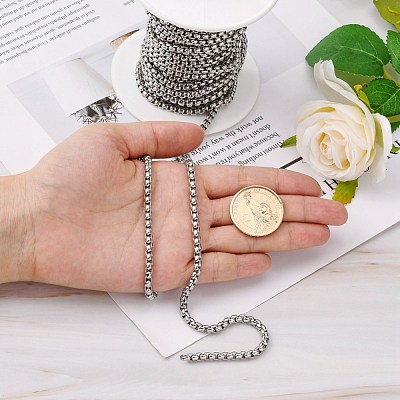 Tarnish Resistant Men's Jewelry Making 304 Stainless Steel Box Chains CHS-A003F-4.0mm-1