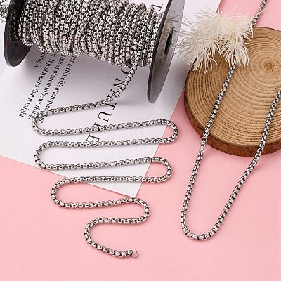 Tarnish Resistant 304 Stainless Steel Box Chains CHS-K001-37A-1