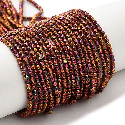 Electroplate Glass Beads Strands GLAA-H021-01A-FP10-1